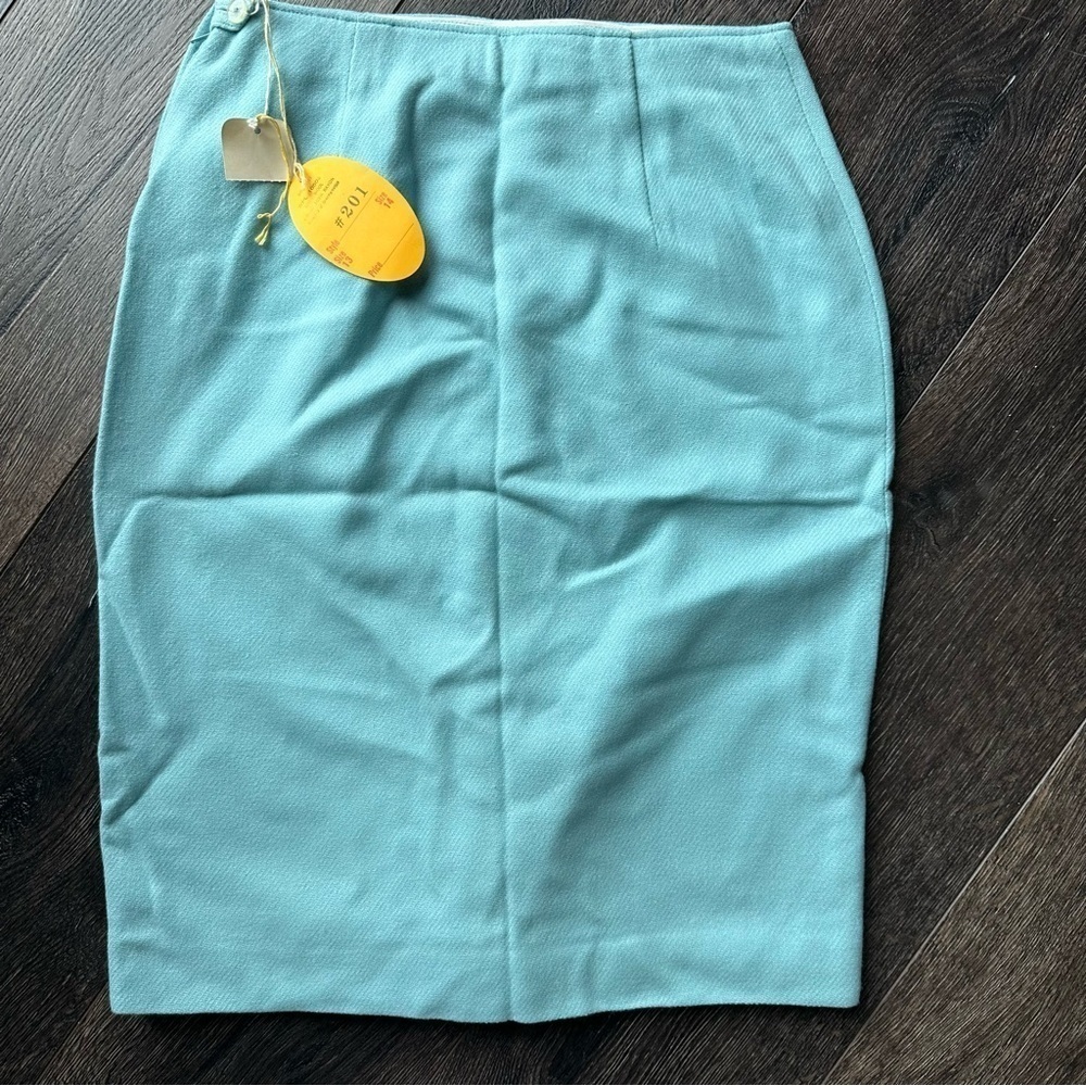 Vintage Deadstock Douglas Marc wool pencil skirt green midi made in USA teal